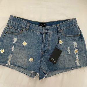 Rails Jesse Embroidered Cutoff Denim Shorts